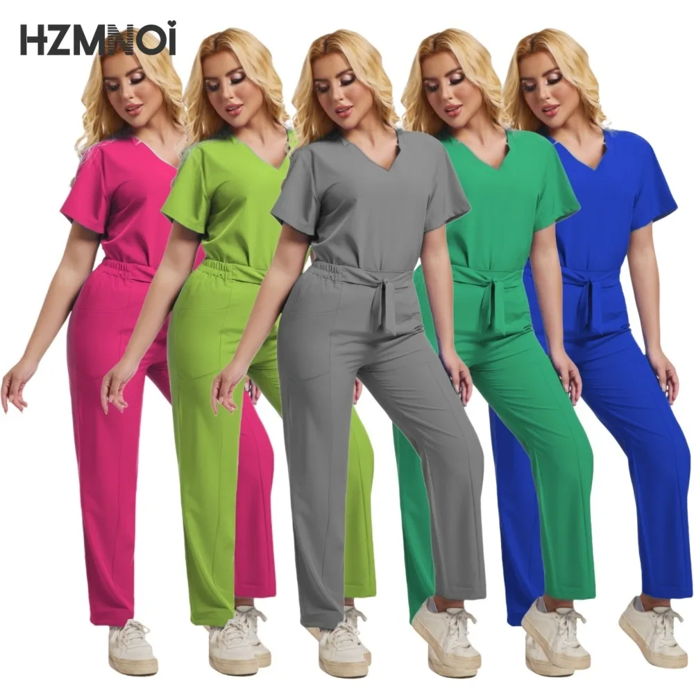 HZMNOI New Operating Room Short Sleeve Hand Washing Suit Women's Jacket Work Clothes Nurses' Uniform Doctor Operating Gown Suit