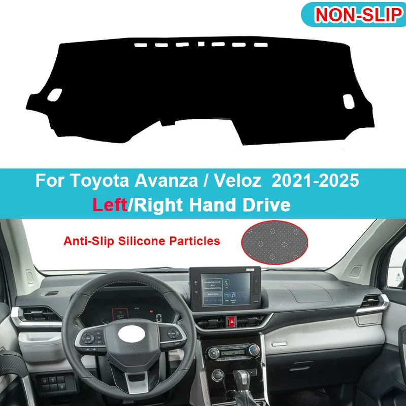 Cubierta para salpicadero de coche, alfombrilla para salpicadero para Toyota Avanza / Veloz 2021-2024 2025, alfombra de poliéster de gamuza de franela, accesorios protectores de capa
