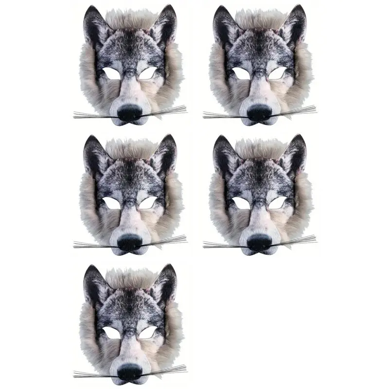 MACH-5 Piece Animal Wolf Mask For Everyone, Universal For Halloween Party Gathering Unisex Animal Face Mask, Wolf, One Size
