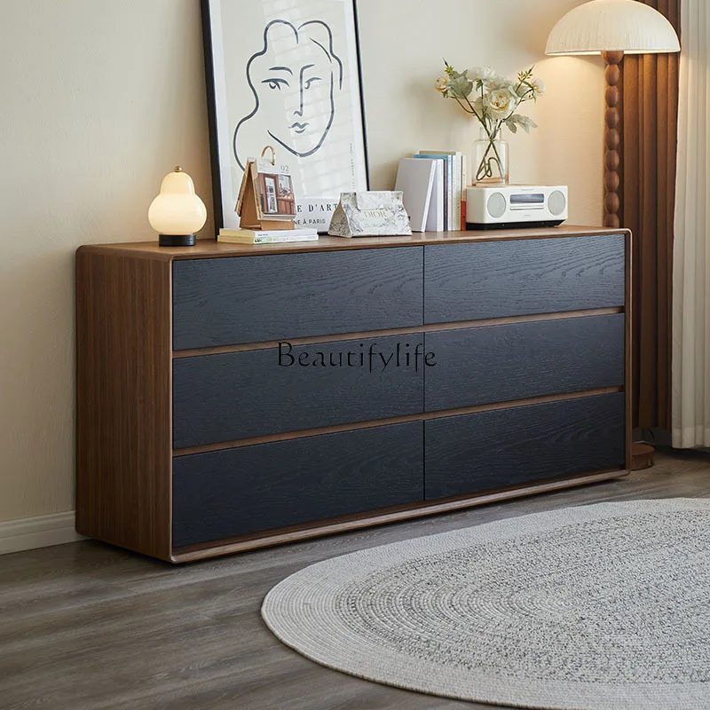 Simple and modern living room locker, fully equipped with solid wood six-bucket and eight-bucket cabinet