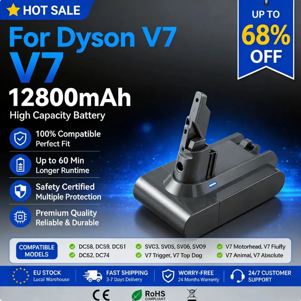 Batterie de remplacement pour aspirateur 21,6 V 12800 mAh pour Dyson V7 SV11 Animal Pro Absolute Fluffy Motorhead Pro, stock disponible en entrepôt local UE