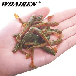 16 adet/grup solucanlar yumuşak yem Jig Wobblers balıkçılık cazibesi 5cm 1g tuz koku silikon yapay yemler kuyruk yüzmek bas sazan Pesca mücadele
