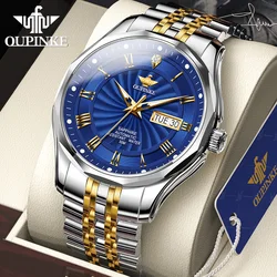 OUPINKE 3207 Brand Luxury Men's Watches Dual Calendar Mechanical Watch Real Diamond Waterproof Luminous Male Wristwatch Original