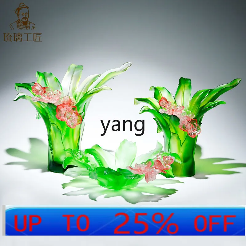 LMMGreen Glass Ornament Large Living Room Flower Arrangement Opening Housewarming Gift