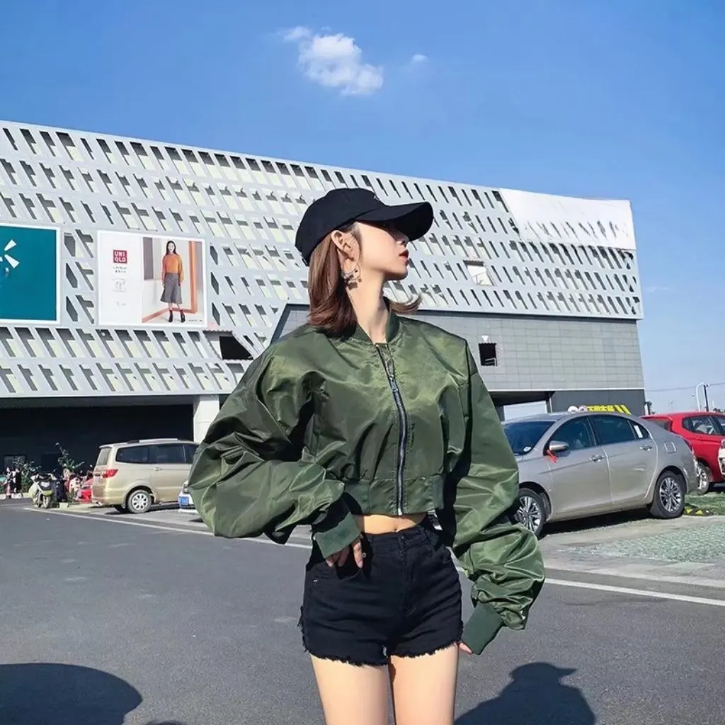 

Women's Sweet Cool Short Zipper Bomber Jacket Spring Fashionable All-match Baseball Suit Trendy Top