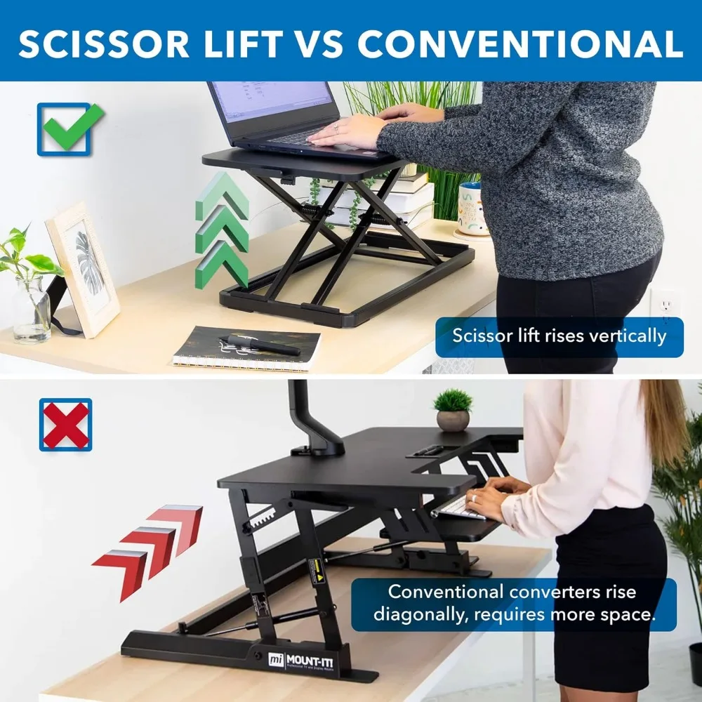 Mount-It! Standing Keyboard Tray, Adjustable Height Keyboard Riser for Desktop, Ergonomic Sit Stand Key board and Mouse Platform