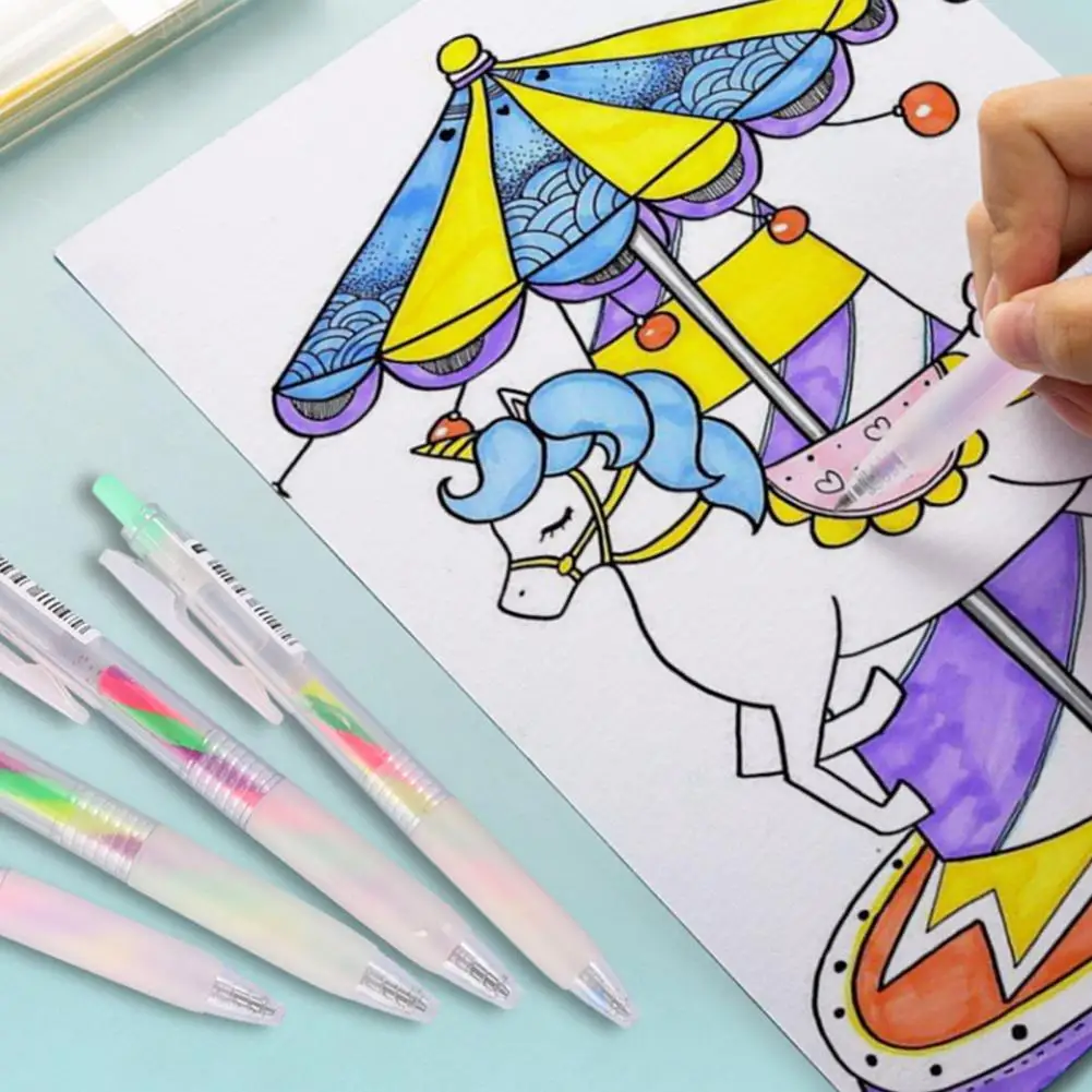 Penne Gel glitterate penne Gel senza acidi penne Gel sfumate arcobaleno vibranti scrittura liscia per colorare Scrapbooking Doodle Painting