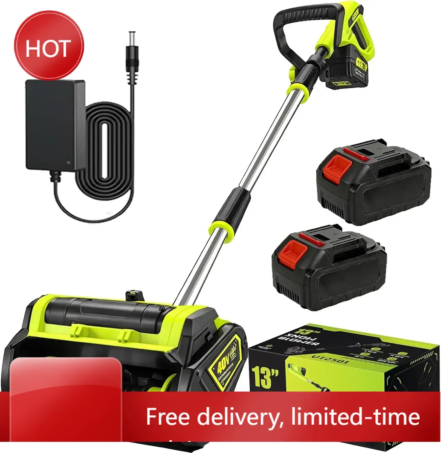 

Горячая распродажа: 40В беспроводная бесщеточная лопата для уборки снега, 13-дюймовый электрический снегоуборщик