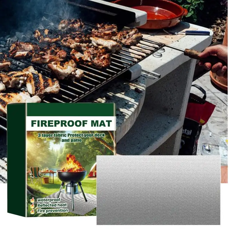 Fireproof Pad BBQ Fireproof Heat-Proof Pad Foldable Grill Mat Heat Resistant BBQ Grill Mats Floor Protector Pad Ground Fire Pit