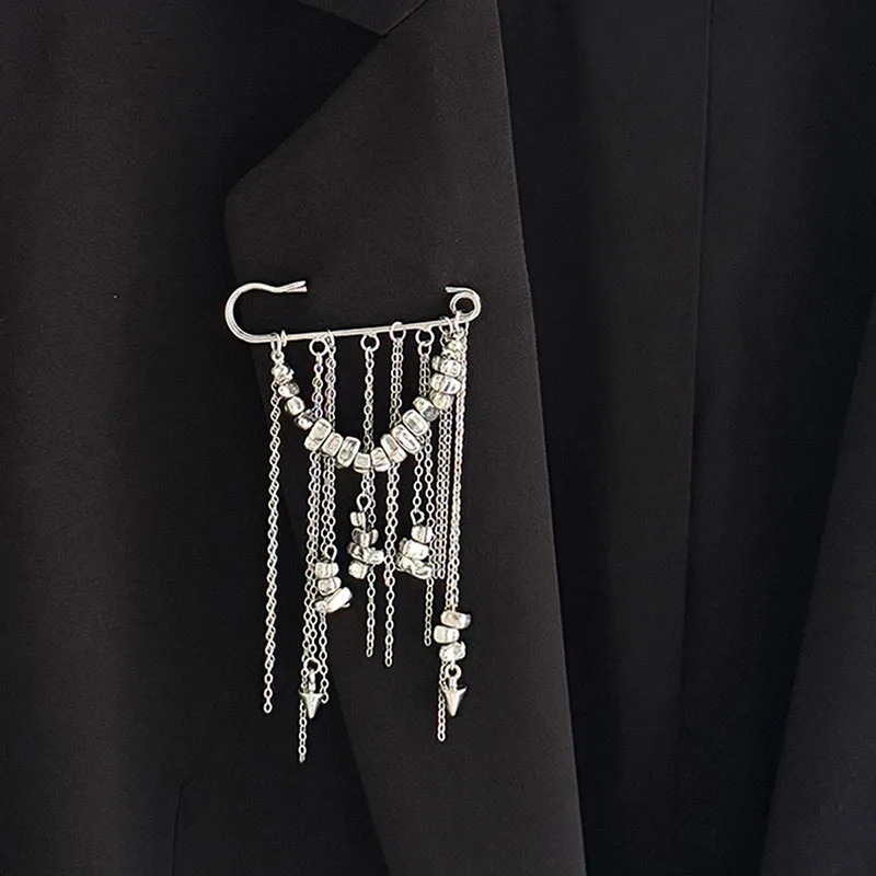 New Irregular Tassel Chain Brooch Women Fashion Design Multi-Functional Pants Chain Charm Clothes Pin Accessory Jewelry Gifts