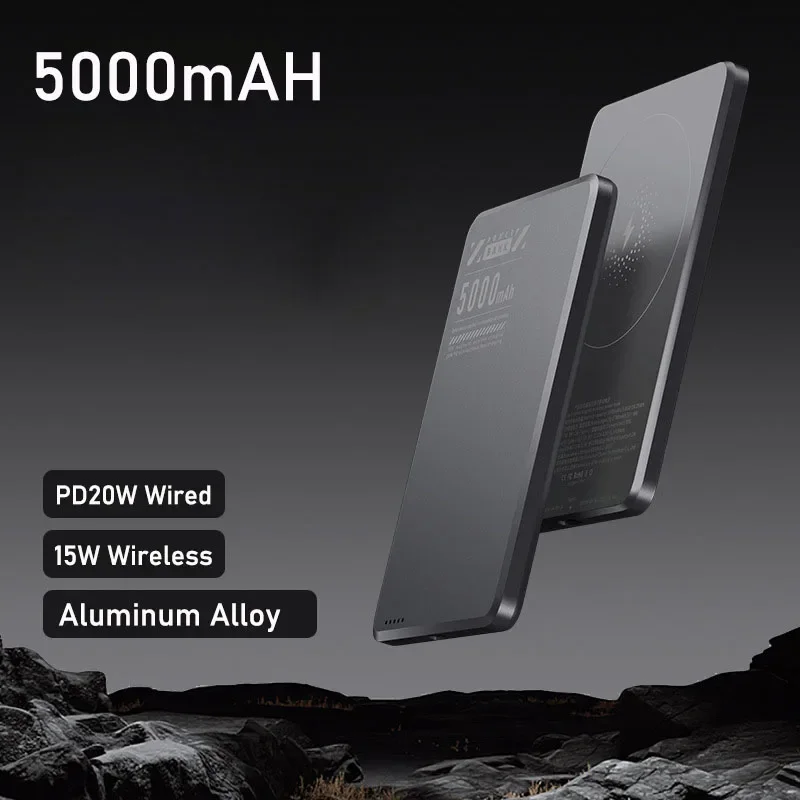 

Беспроводной внешний аккумулятор 5000 мАч PD20W USB Type-C с быстрой зарядкой, совместимый с Magsafe Magnetic iPhone 16/15/14/13/12/11 pro Max
