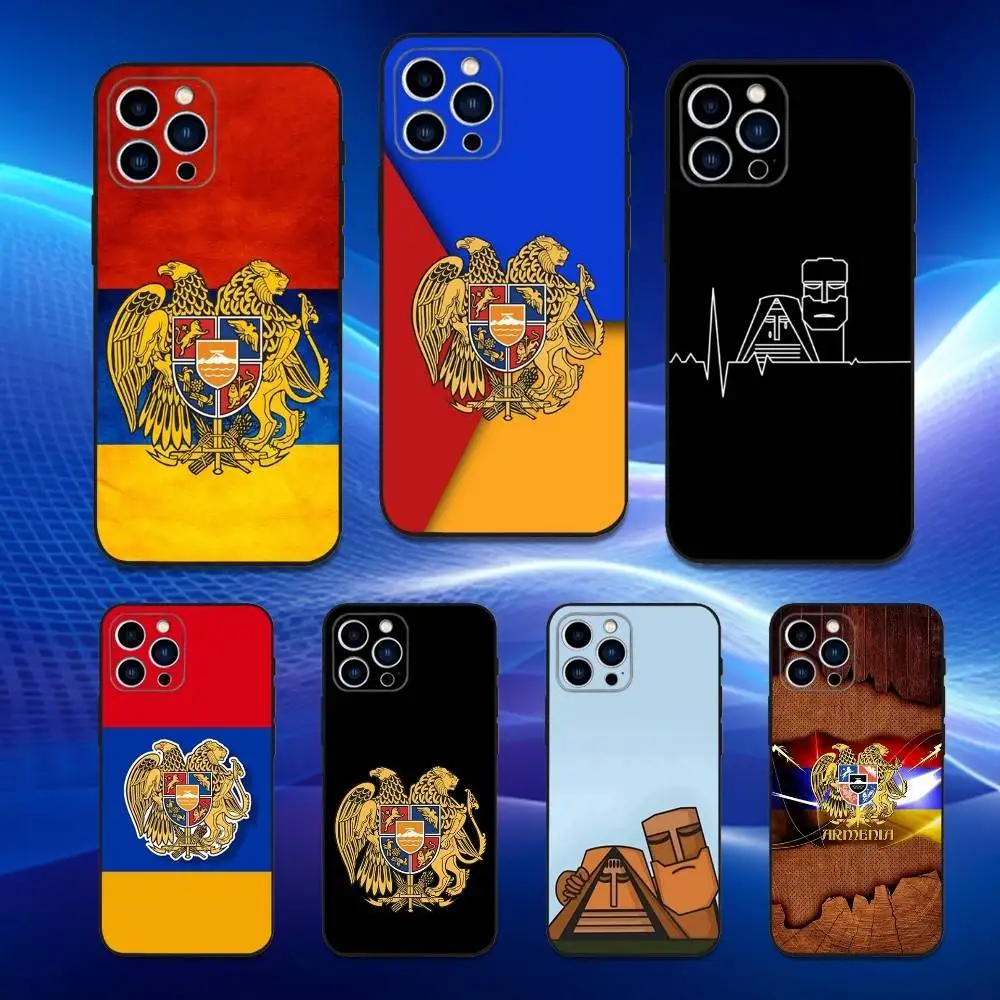 

Passport ART Armenia Flag Phone Case For iPhone 16,15,14,13,12,11 Plus,Pro Max,XS,X,XR,SE,Mini,8,7,Soft Silicone Black Cover