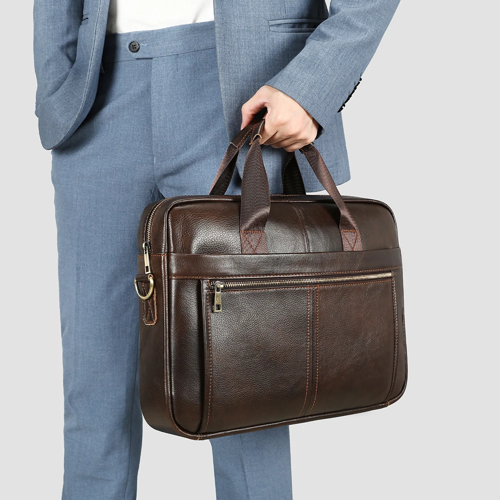 WESTAL Borsa per laptop in pelle al 100% 15.6 Valigette da uomo Borsa a tracolla in vera pelle per borse da uomo Borse firmate per documenti A4