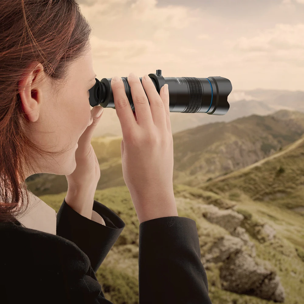 Lente teleobjetivo de zoom de vidrio de alta definición 28X para teléfono móvil, lente de fotografía de turismo externo