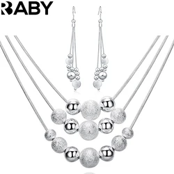 URBABY-Ensemble de bijoux en argent regardé 925 pour femme, perles conviviale rées, pendentif, boucles d'oreilles, collier, cadeau de mariage, mode, 18 po