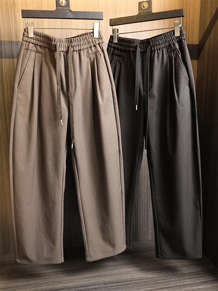 

Мужские прямые брюки Харлан, осенние повседневные брюки, однотонные утягивающие универсальные брюки с вырезом ножей, модные городские брюки