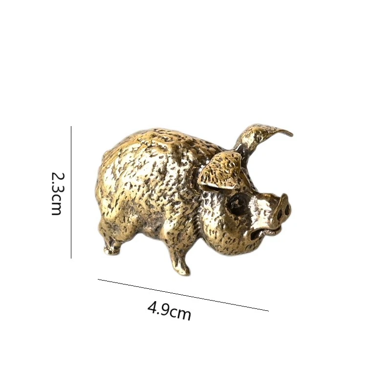 Vintage Brass Pig Small Ornaments Pure Copper Crafts Home Office Desktop Animal Decorations