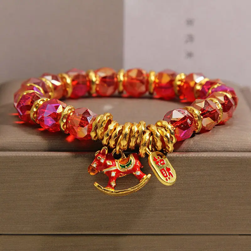 

Purely handmade - entangled red crystal, rich bracelet immediately, women's light luxury