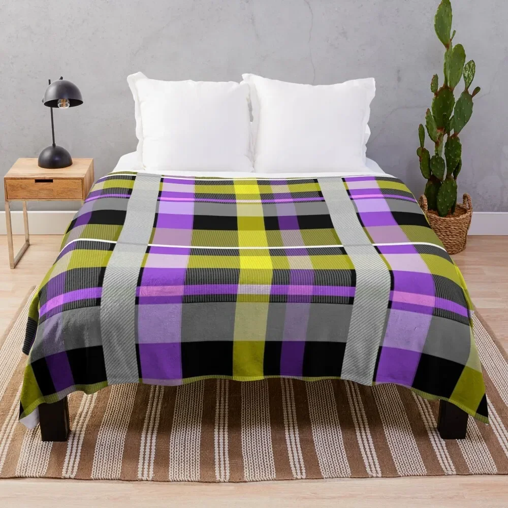 

nonbinary flag check Throw Blanket Dorm Room Essentials Soft Big sofa bed Blankets