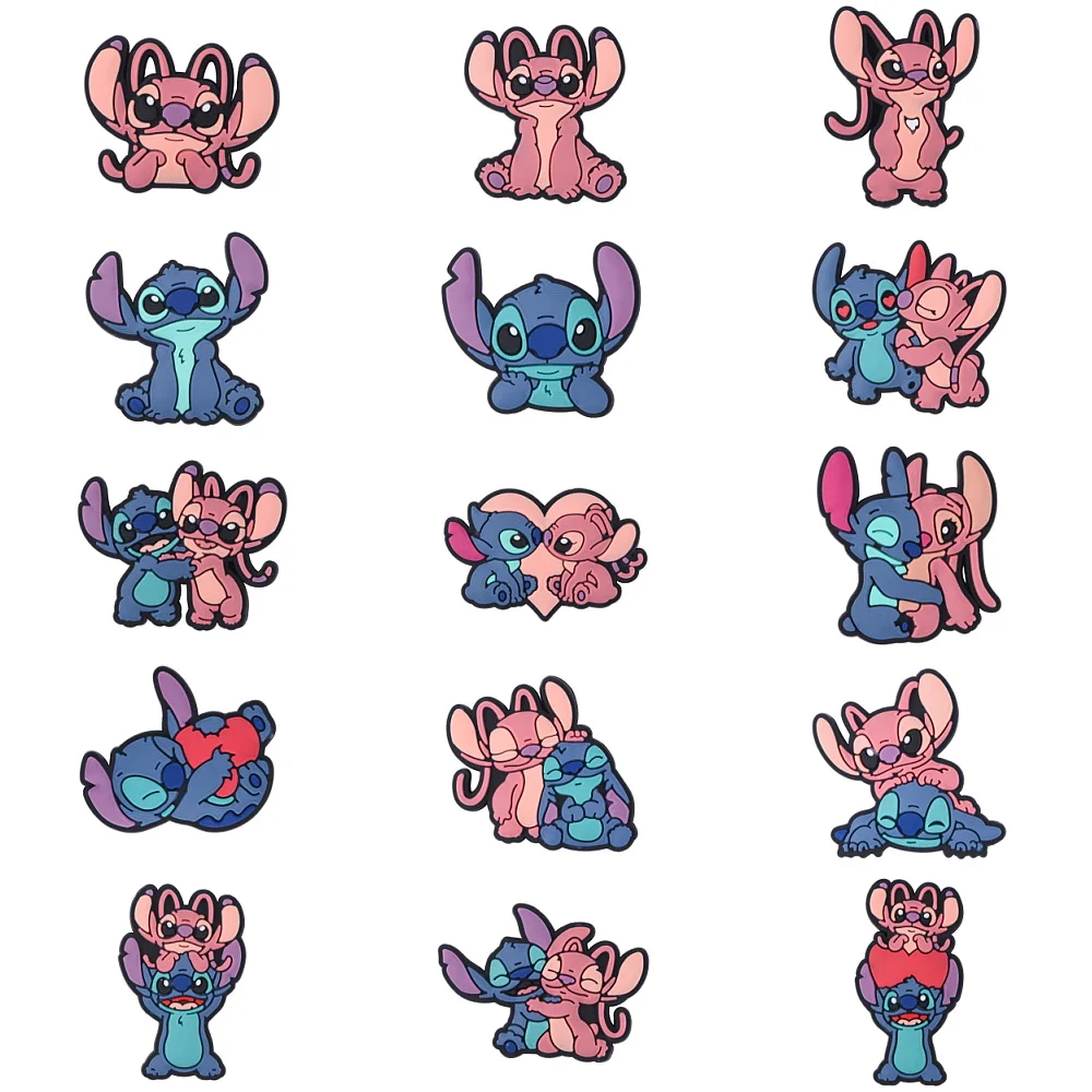 

1pcs Stitch Cartoon Shoe Charms, Cute Kawaii Shoes Decoration with Pink/Blue/Heart Design Men Women Gifts