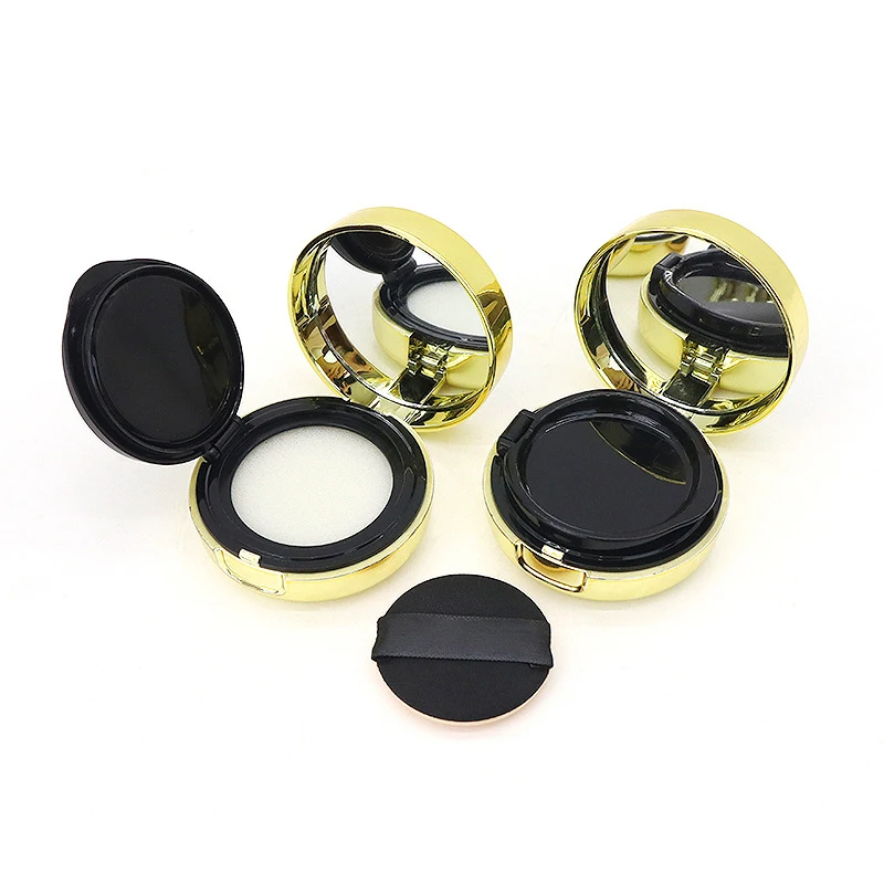 กล่องพัฟลมแบบพกพาสำหรับเครื่องสำอาง พร้อมฟองน้ำแต่งหน้าและกระจก สำหรับบีบีครีม รองพื้น DIY