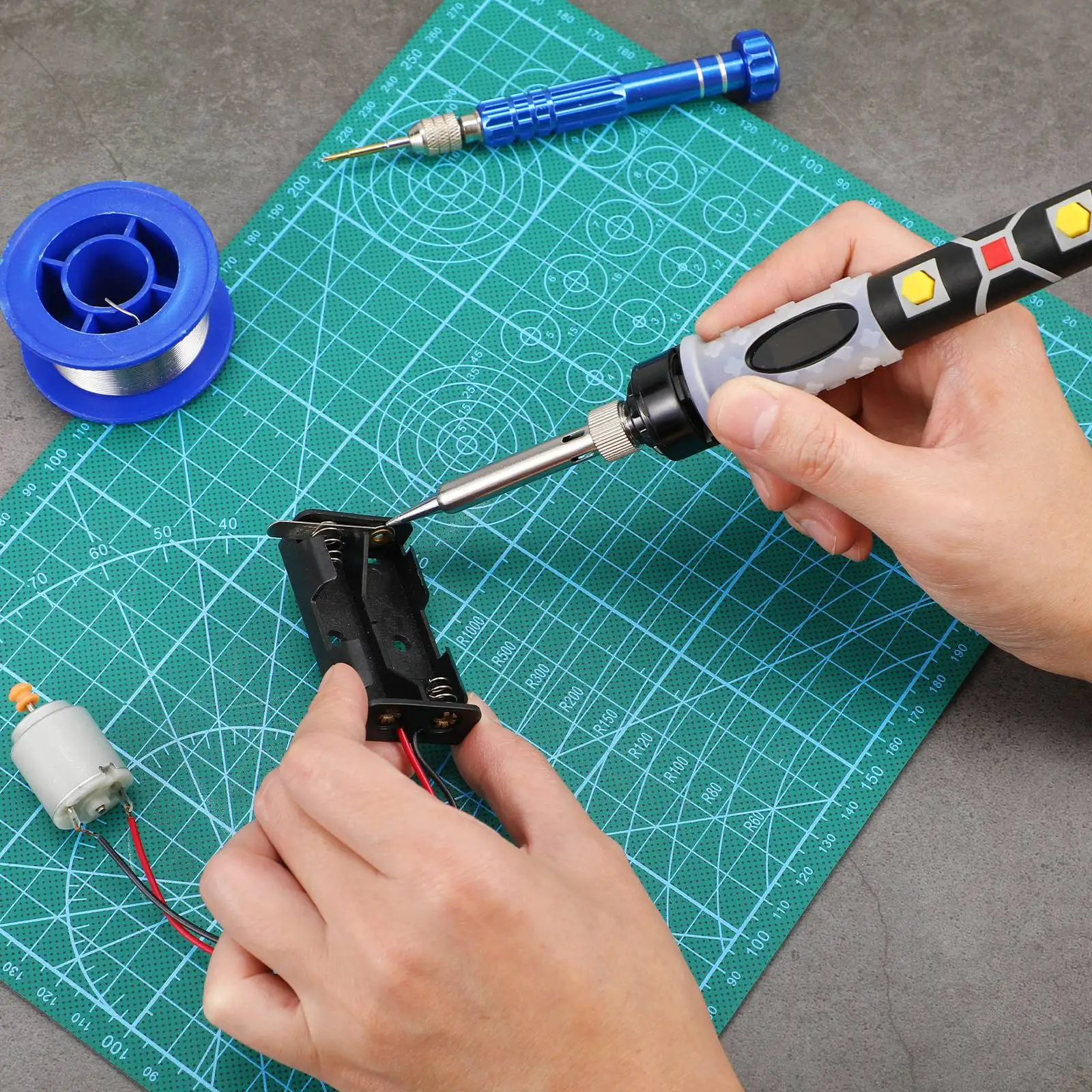 10Pcs 80W Adjustable Temperature Digital Soldering Iron Kit High Power Welding Tools Random Color AU Plug DIY Repair