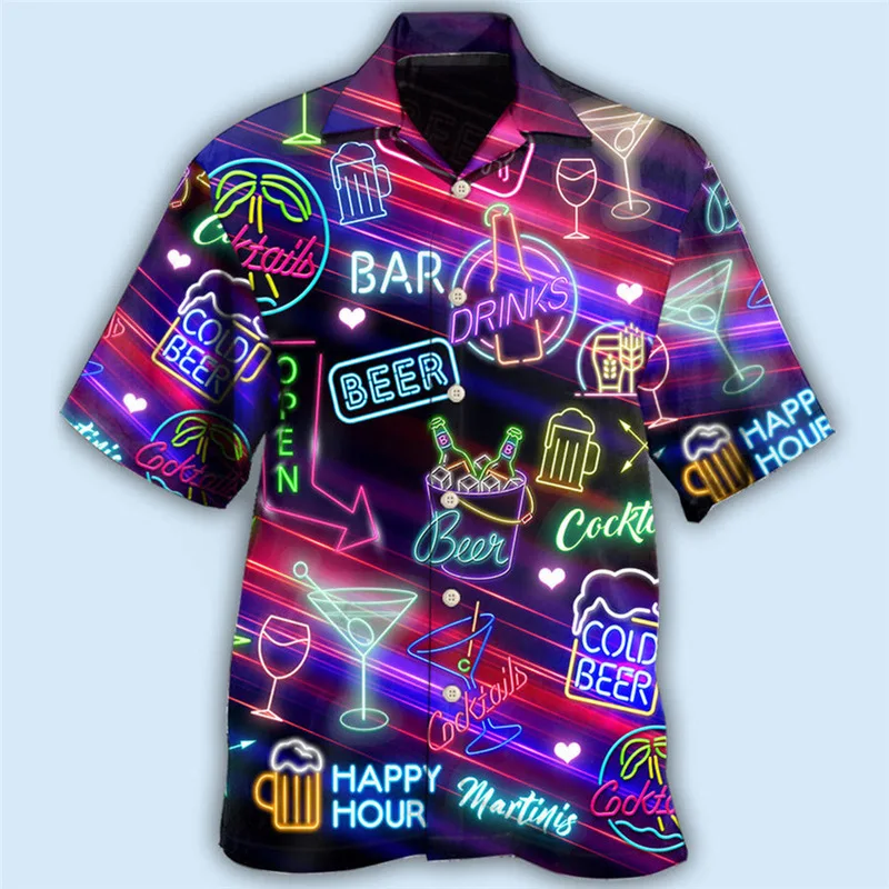 Crânio de Halloween verão novo havaiano masculino casual 3D digital impresso gola cubana casual camisa de praia