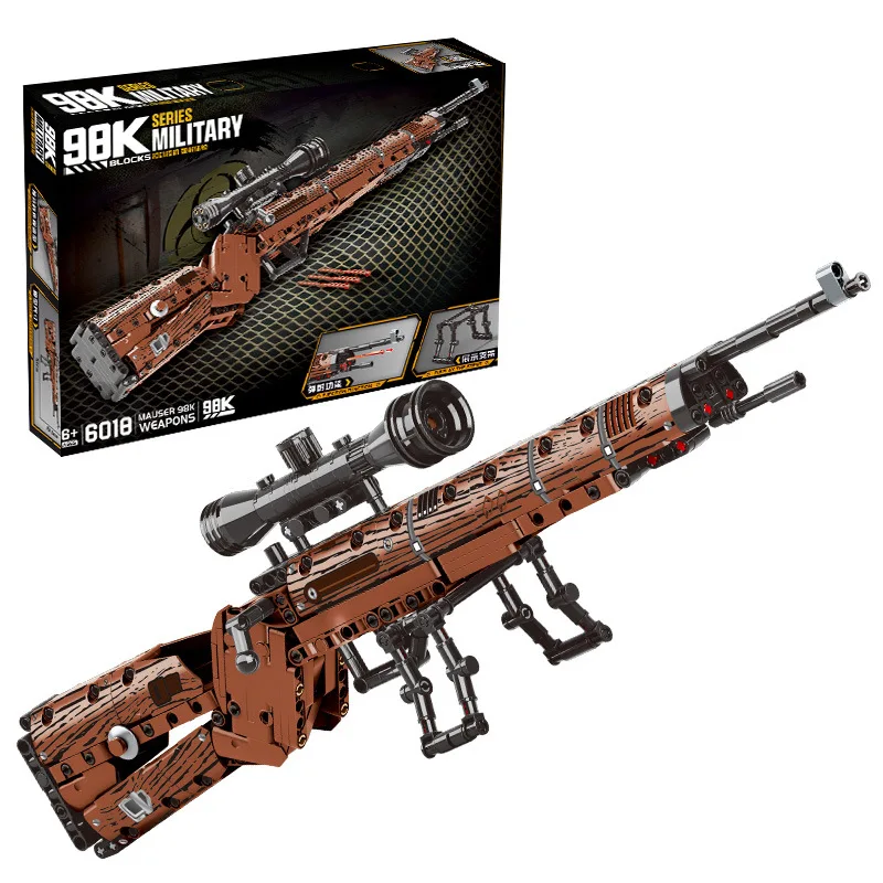 

98K Sniper Rifle Gun Series Military Assembled And Inserted Small Particle Building Blocks Shooting Game Toy Gun For Kids Gifts