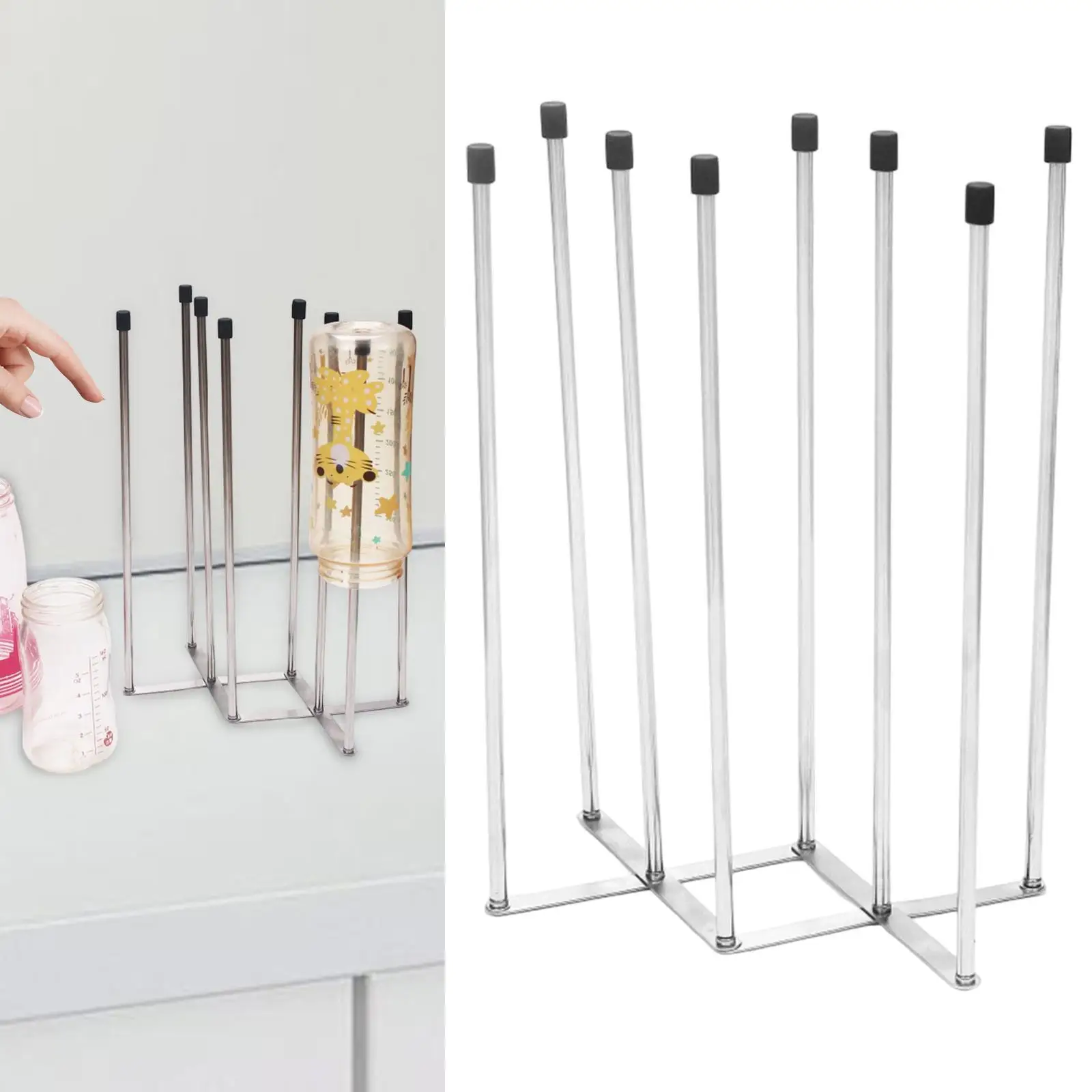 

Versatile Bottle Dryer Holder Stainless Steel Draining Rack for Kitchen Cups Mugs Jars Reusable Bags and Water Bottles
