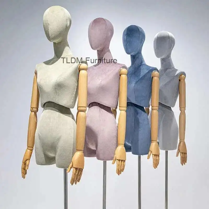

Female Half-length Mannequin for Women's Clothing Store High-end Suede Mannequin Colorful Mannequins Props Window Display Stand