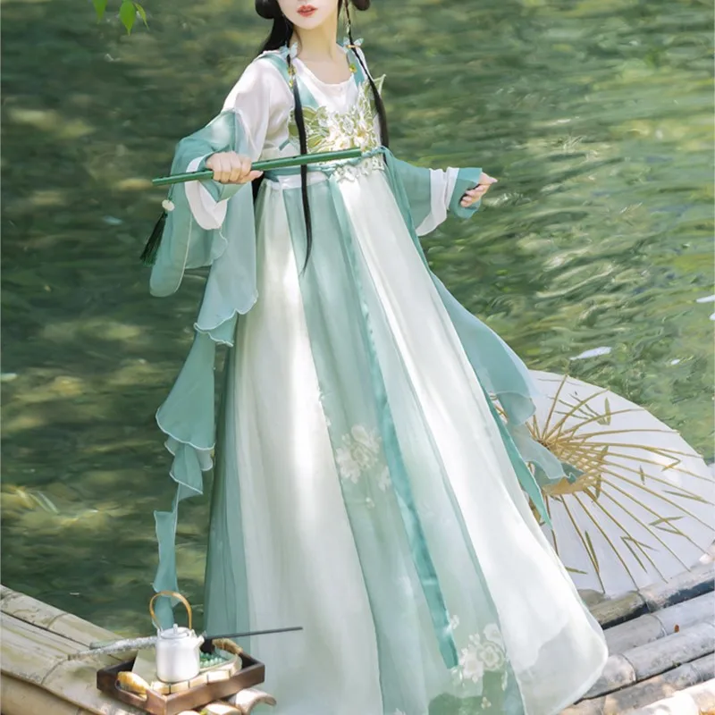 

Jade Women's Han Chinese Clothing Small Diexian Chest-High Dress Elements Hanfu Daily