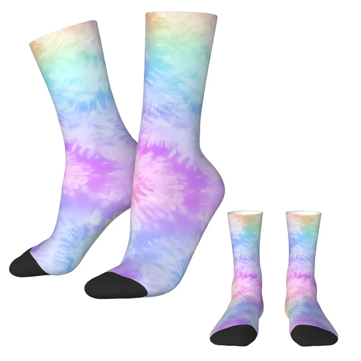 Pastel Tie Dye Socks Spiral Print Harajuku Stockings Couple Soft Breathable Running Socks Spring Design Anti Bacterial Socks