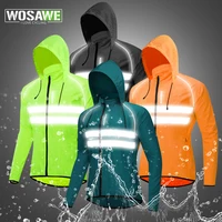 WOSAWE-cortavientos de ciclismo ultraligero para hombre, chaqueta reflectante a prueba de viento, resistente al agua, Jersey largo para bicicleta de montaña y carretera