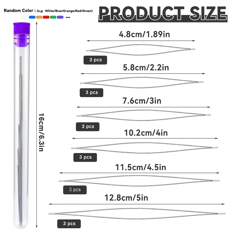 18PCS Big Eye Bead Needle, Foldable Seed Bead Threading Device, Stainless Steel Needle - Used for Jewelry Making