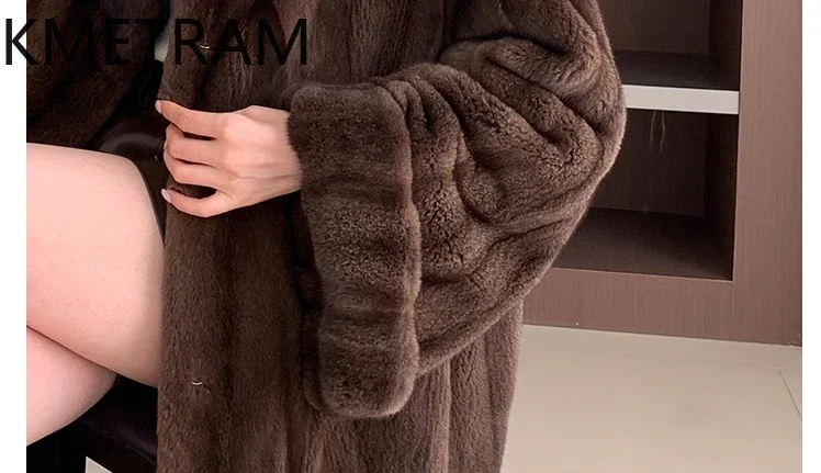 Real Mink Fur Coat Women Old Money Style Mid Length Fur Jacket Winter New in Outerwears 2025 High Quality Womans Clothing шуба