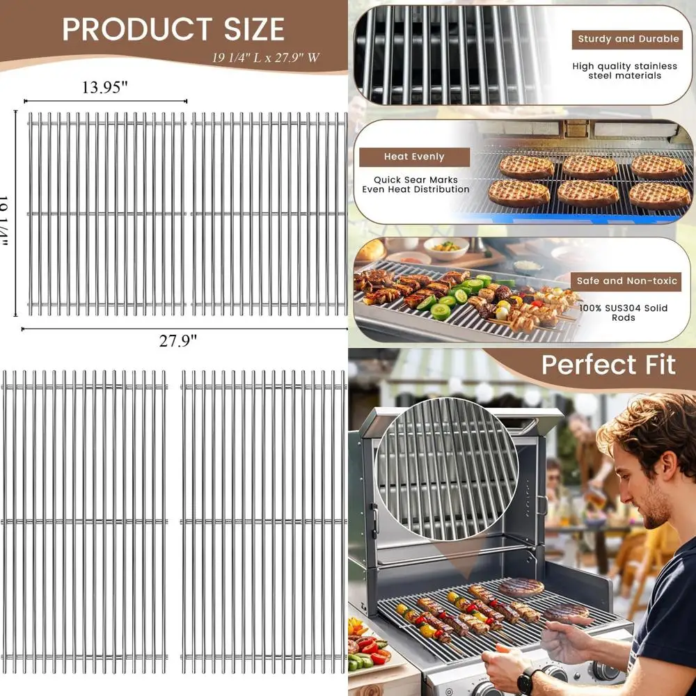 

2-Pack Stainless Steel Grill Grates for Pit Boss 820, 850 Pro Series & Navigator 850 Pellet Grills