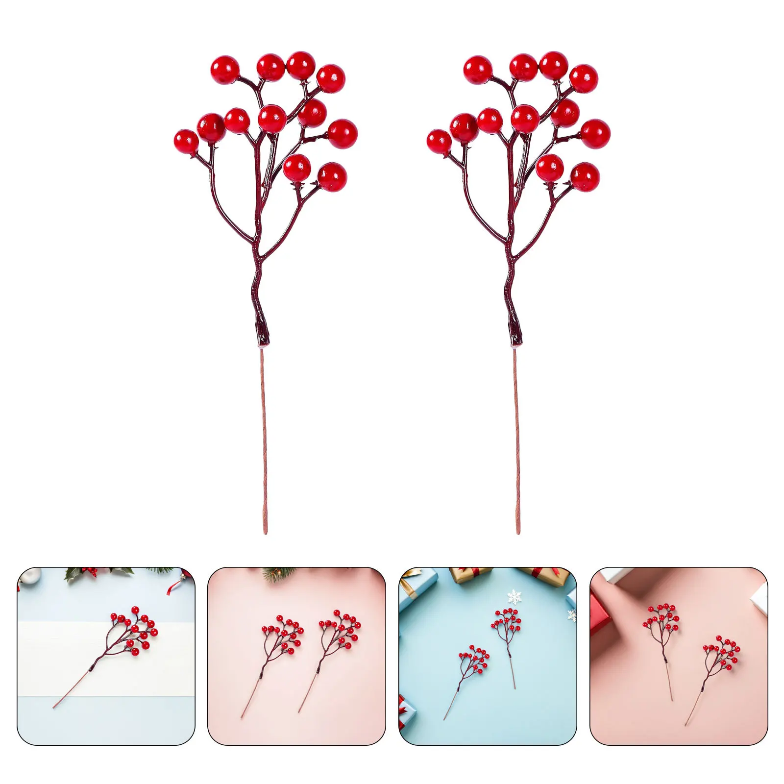 

20Pcs Red Berry Stems Artificial Christmas Decorations Realistic Frosty Berries for Garland Wreath Picks Rustic Holiday Home
