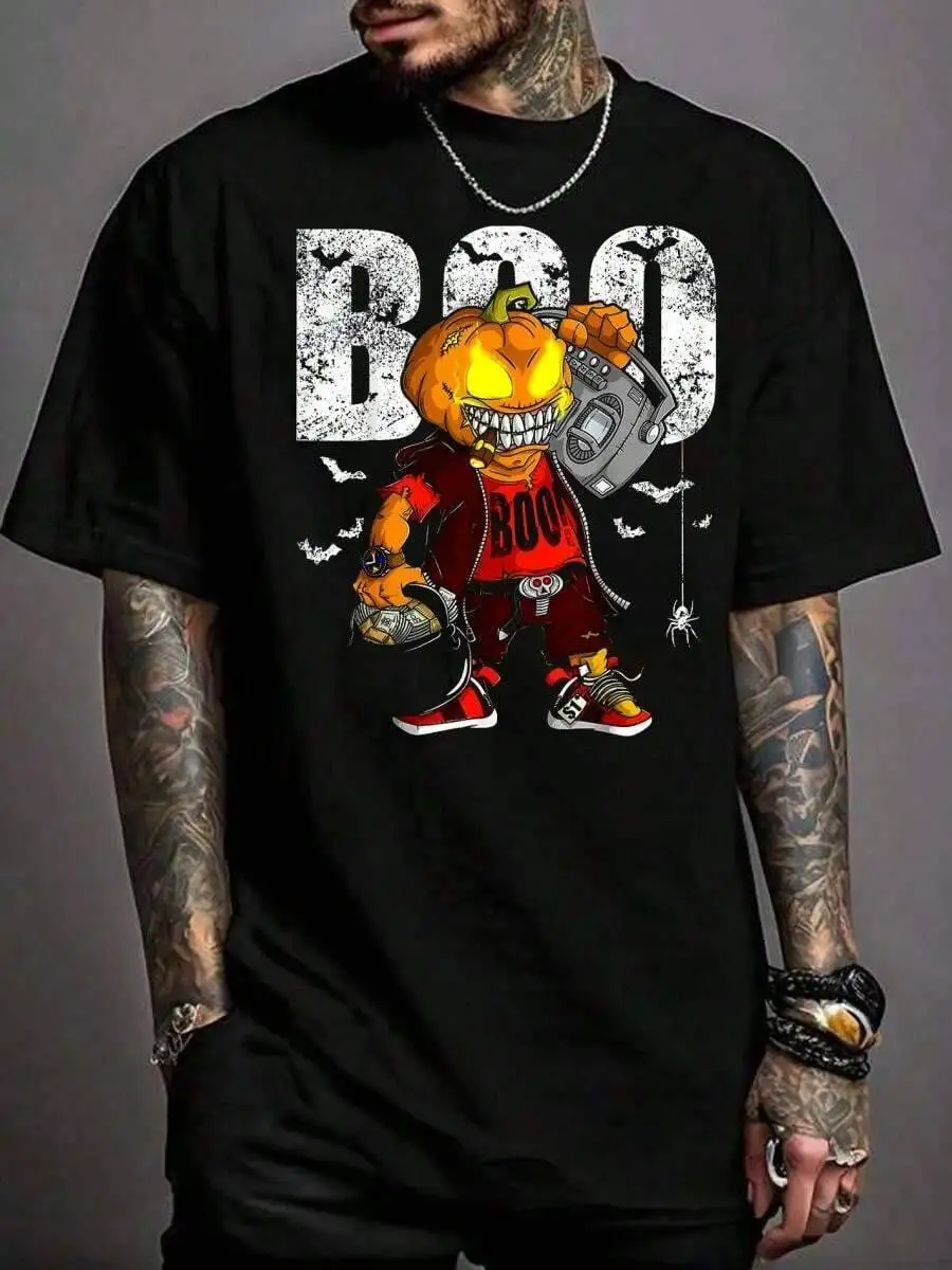 Pumpkinhead Jackolantern Halloween Hip Hop Printed Men T-Shirts,Summer Homme Tops,Casual Streetwear,Daily Mens 100% Cotton