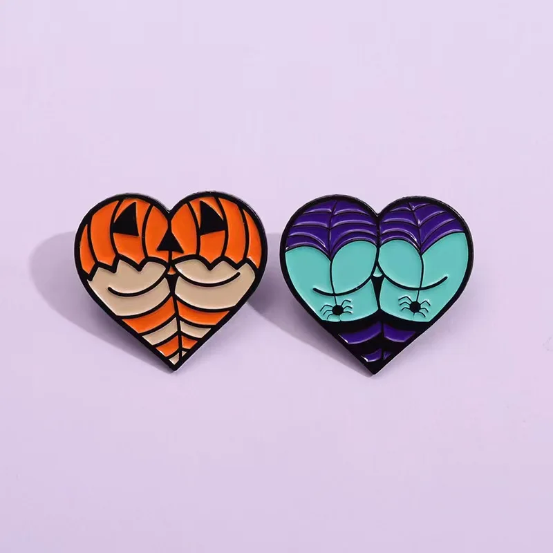 Pumpkin Spider Lines Enamel Pins Heart Sexy Butts Gothic Brooches Lapel Badges Jewelry Halloween Gift For Kid Friends Wholesale