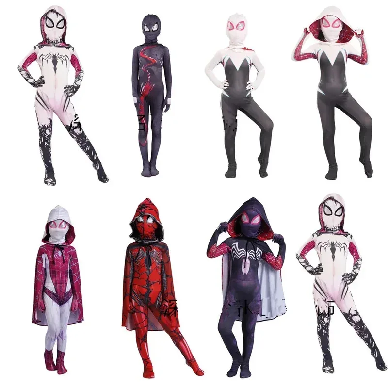 

MINISO Гвен косплей для девочек костюмы Человека-паука Стейси плащ маска комбинезоны костюмы с маской Хэллоуин Рождественская одежда наряды