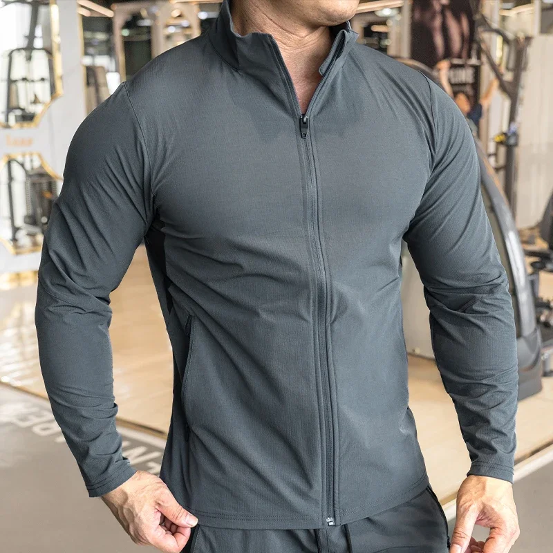Men\'s Sports Fitness Jacket Jacket Running Training Clothes Autumn and Winter Long-sleeved Quick-drying Outer Jacket