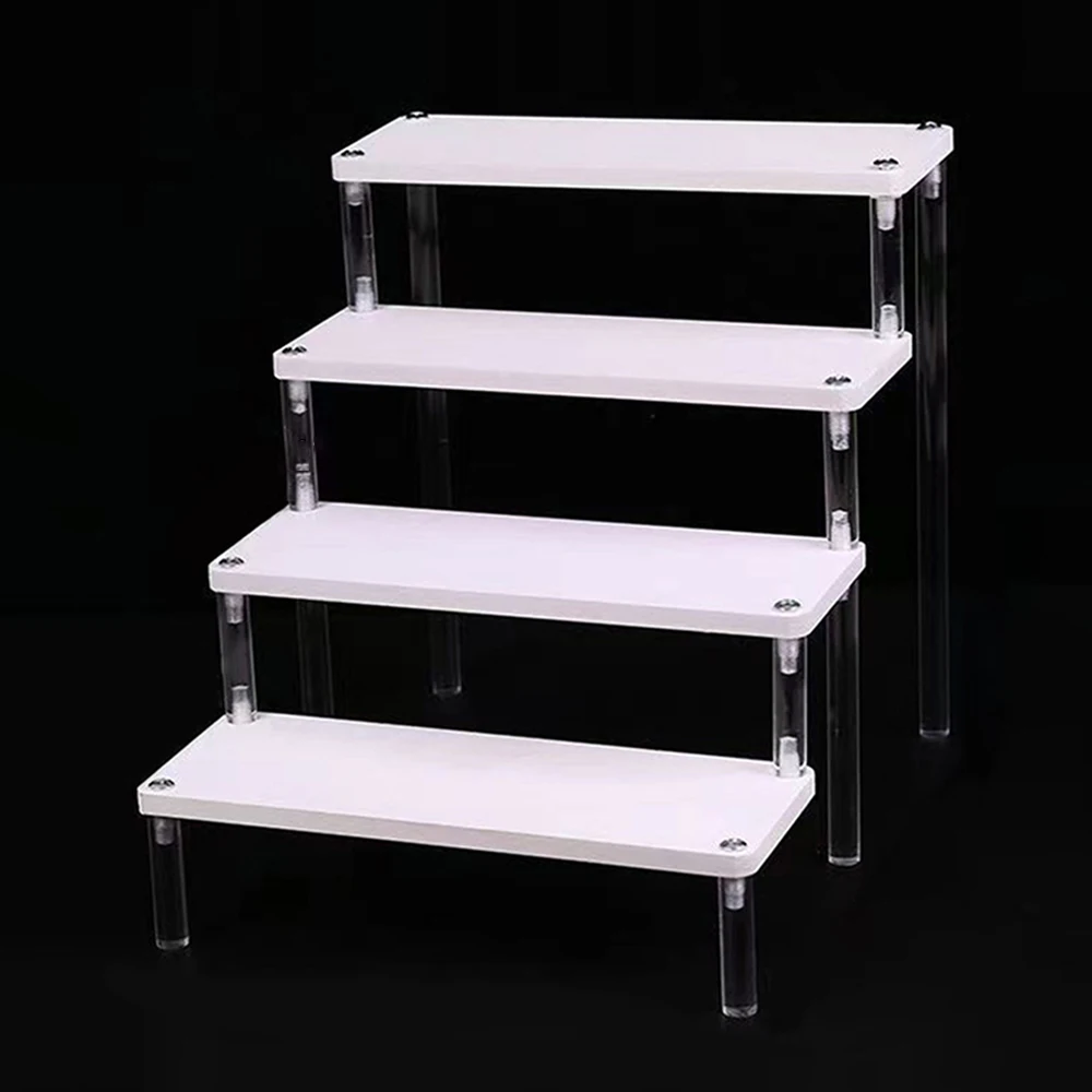

White Display Riser Storage Shelf Organizers Pop Figures Perfume Doll Cosmetics Cupcake Storage Rack Showcase Decorative