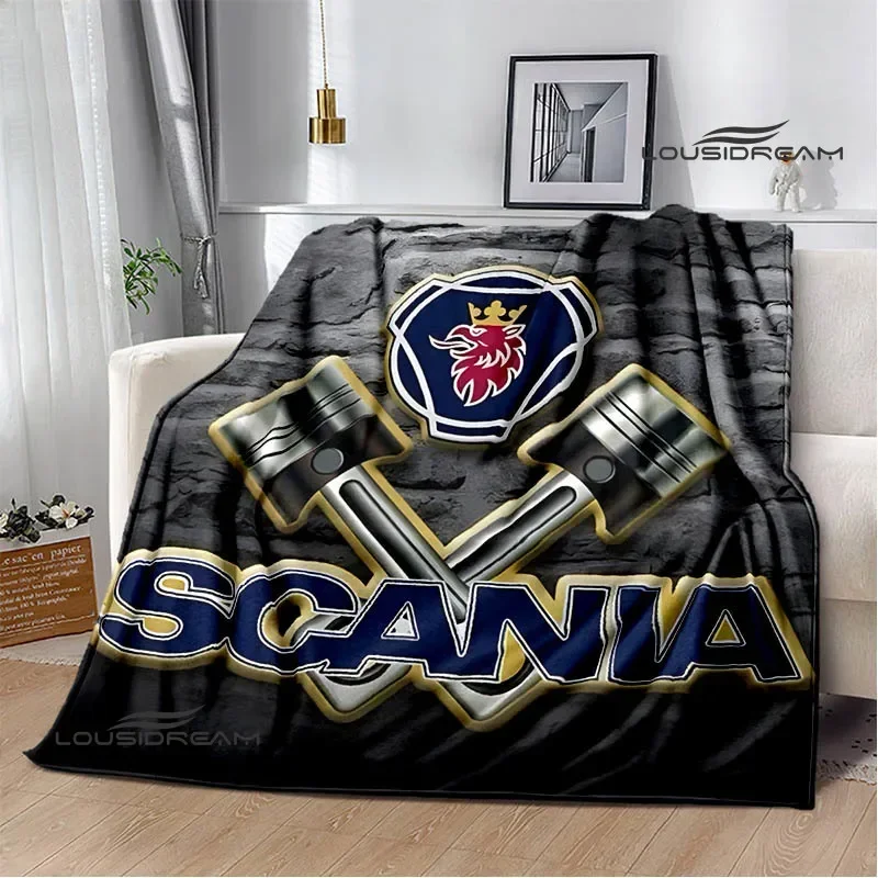 S-Scania logo printed blanket Warm Flannel Blankets Soft and Comfortable Blankets Home Travel Blanket bed linings Birthday Gift