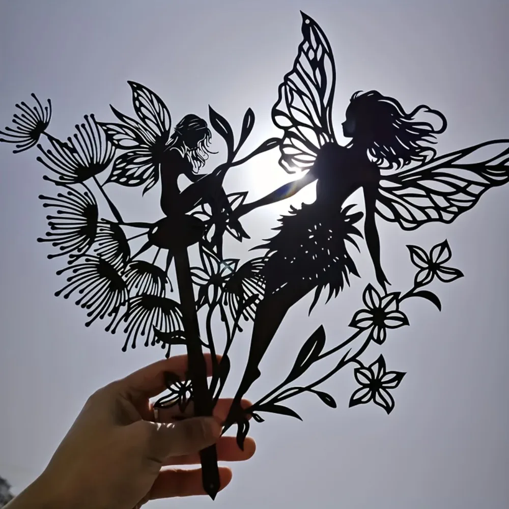 CIFBUY Fairy Metal Wall Art Butterfly Dandelion Hanging Decor For Home Garden Scene Wall Sculpture Gift