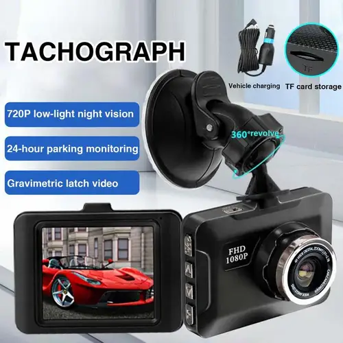 Imagen 2 del producto Cámara de salpicadero para coche, grabadora de conducción Full HD 1080P con Sensor G incorporado, pantalla de 2 pulgadas, visión nocturna, gran angular, modo de estacionamiento 24H