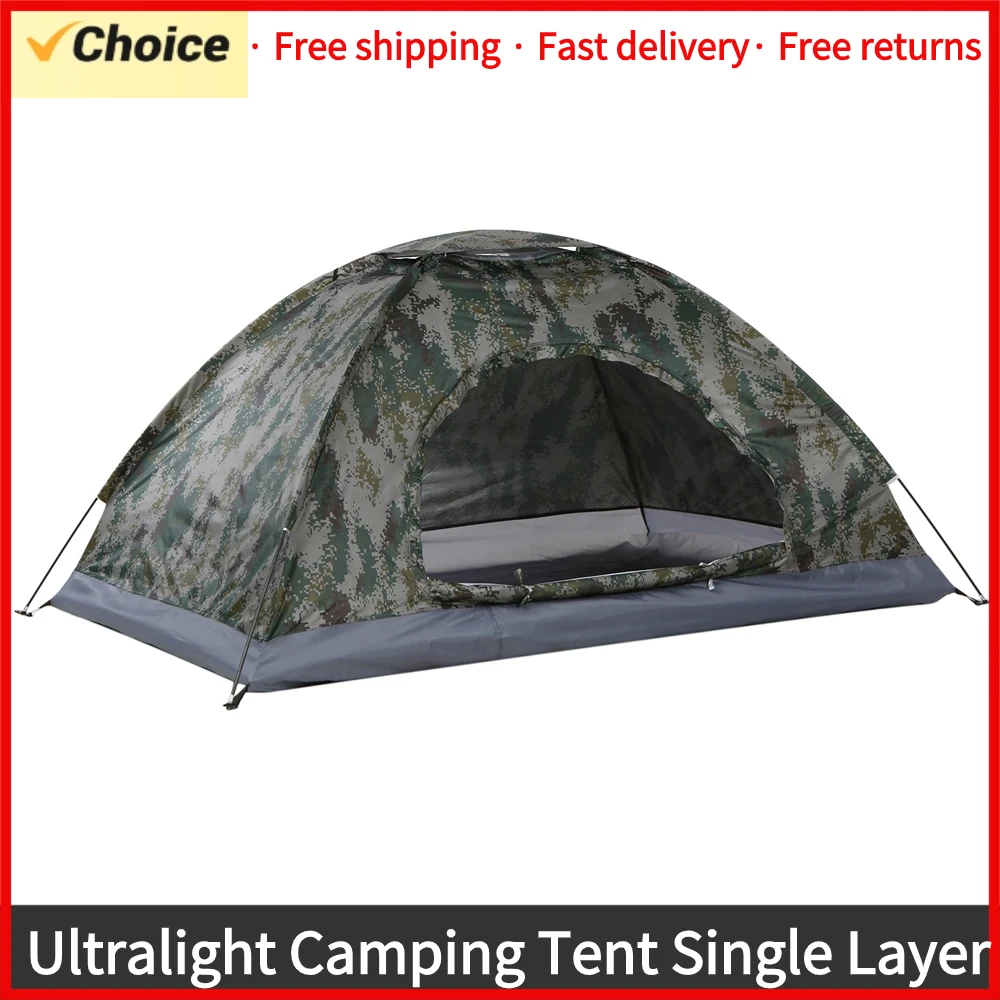 Ultralight Camping Tent Single Layer Portable Tent Anti-UV Coating UPF 30+ for Outdoor Beach Fishing 