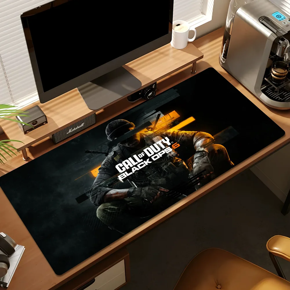 COD Call Of Duty Black Ops 6 Ghost للكمبيوتر الشخصي، لوحة ماوس كبيرة للألعاب، حواف مخيطة، قاعدة مطاطية مضادة للانزلاق ممتدة