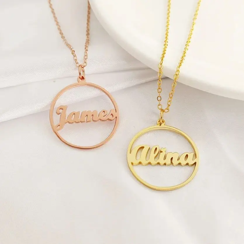 

Custom Stainless Steel Golden Name Necklace For Women Man Personalized Nameplate Jewelry Fashion Letter Pendant Gift