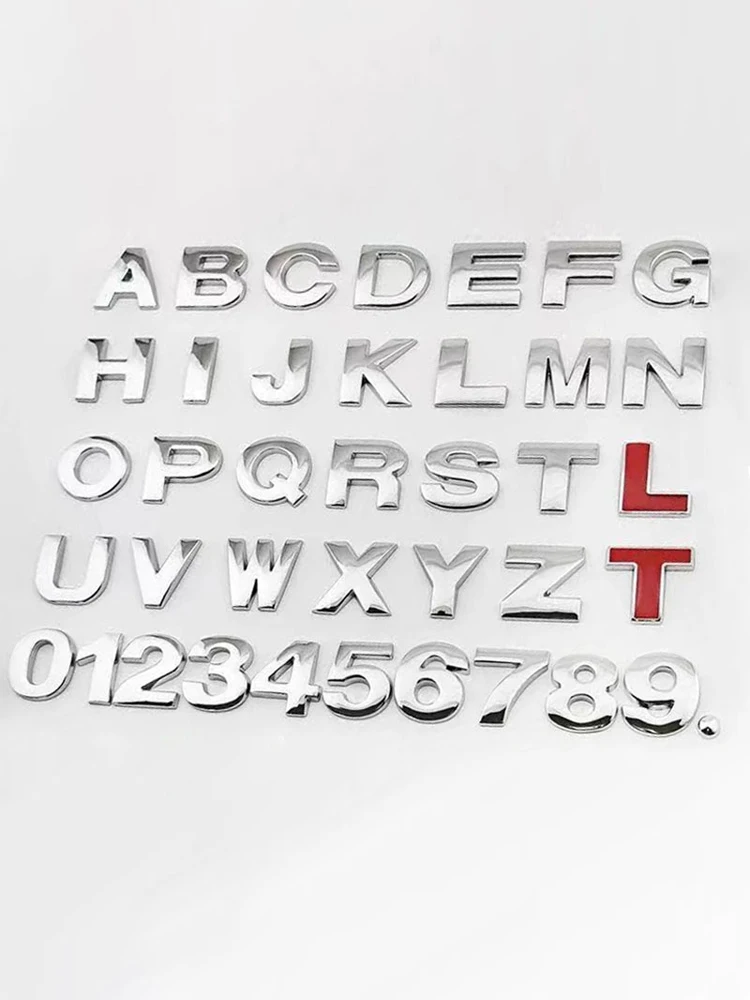Emblème 3D en Métal Chromé avec Lettres de l'Alphabet pour Voiture, 45/25mm, Autocollant pour Logo de Coffre, Toyota, Hyundai