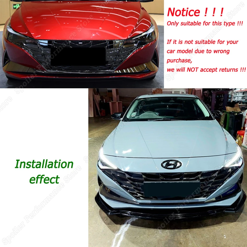 Black Front Bumper Lip Splitter – 5-Piece Kit – For 2024-2026 Hyundai Elantra N-Line